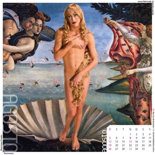 A versão do grupo para "O Nascimento de Vênus", de Sandro Botticelli; calendário causou reações contrárias