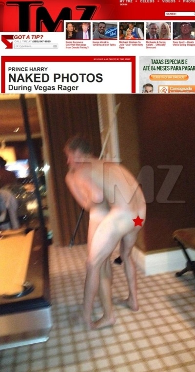 Supostas fotos do site "TMZ" mostram Príncipe Harry nu em festa em Las Vegas (EUA)
