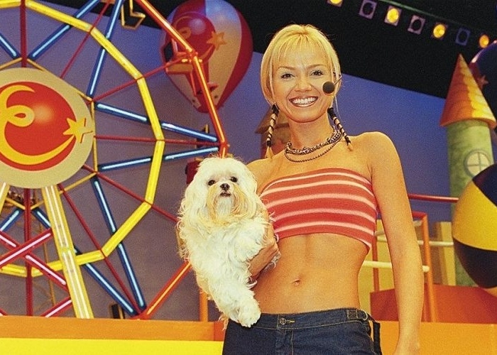 A apresentadora Eliana no cenário do programa "Eliana no Parque", um game show para o público infanto-juvenil, exibido na Record entre 1999 e 2001 (19/3/99)