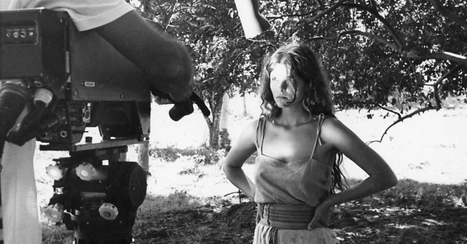Cristiana durante gravação da novela "Pantanal" (1990)