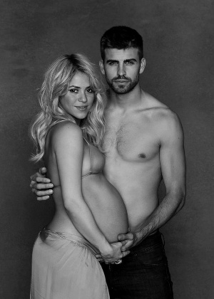 Shakira e Piqué em foto de divulgação da campanha "Shakira e Gerard Piqué's World Baby Shower" - em parceria com a Unicef (Fundo das Nações Unidas para a Infância)